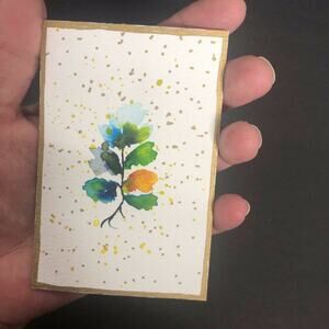 Original ACEO Miniature Watercolor Painting Winter Leaves by Hope Barrow